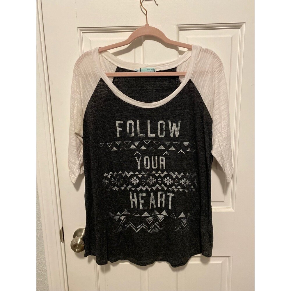 Maurices Follow Your Heart 3/4 Sleeve Shirt Womens Size XL